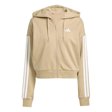 سترة Essentials 3-Stripes French Terry بسحاب كامل وغطاء للرأس