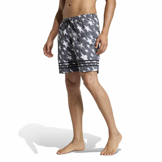 Denim Graphic 3 Stripes Swim Shorts 8-Inch